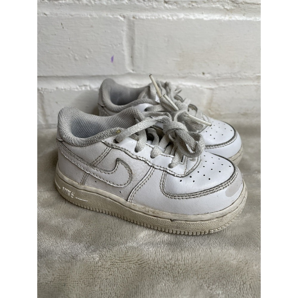 Nike Air Force 1 Triple White Leather Trainers Baby Toddler Kids Size 6C